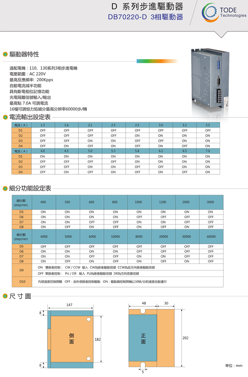 130步進驅動器3相DB70220